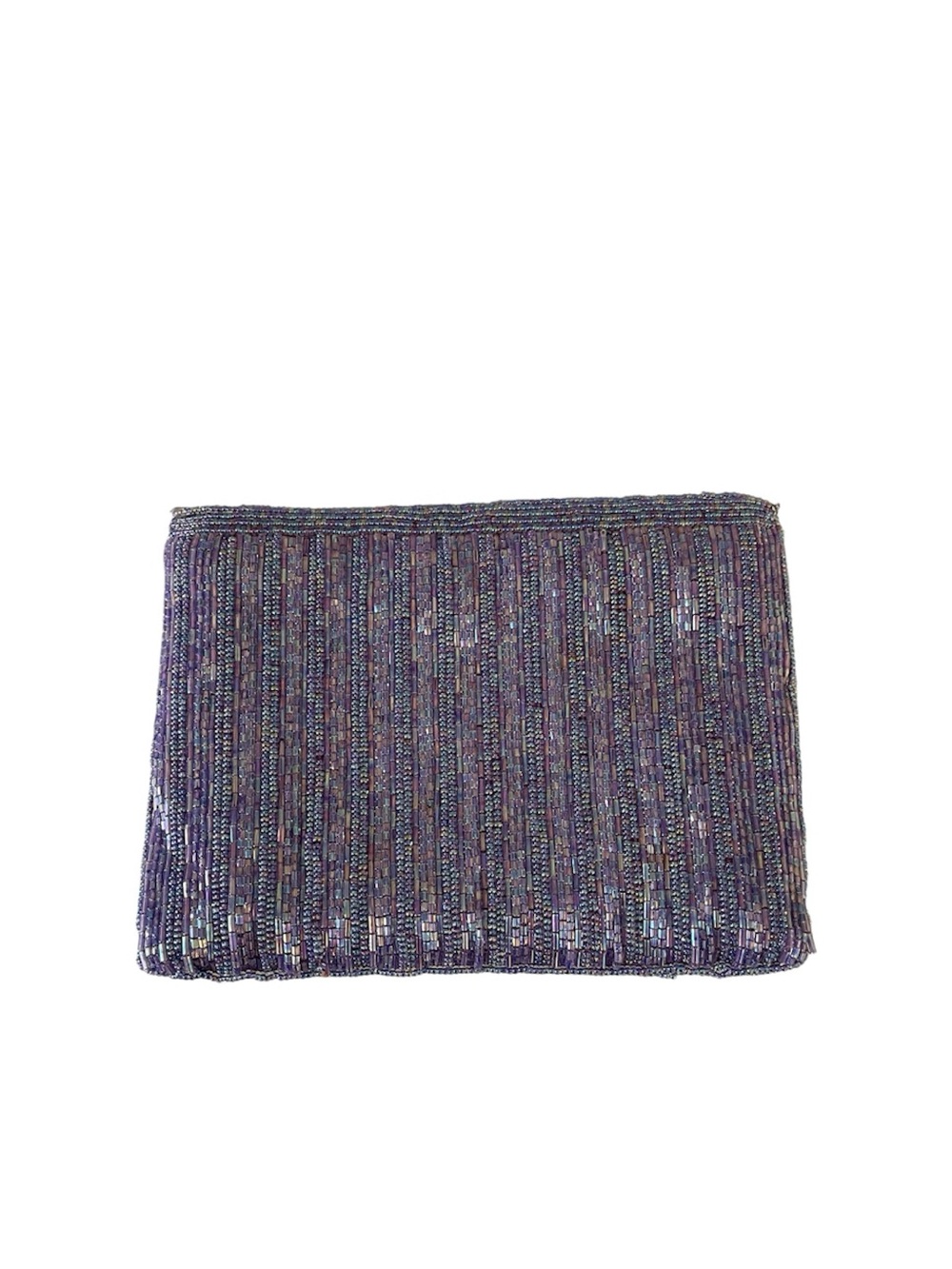 Vintage Magid Hand Beaded Lavender Lilac Glass Bead Evening Clutch Made in Macau